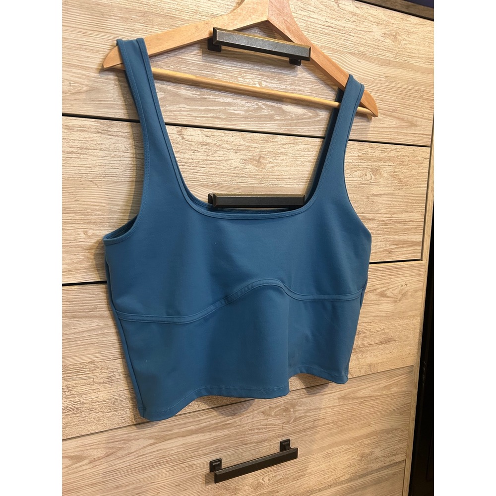 Abercrombie & Fitch Soft Collection Cropped Tank Top Teal Blue XL Seam Detail